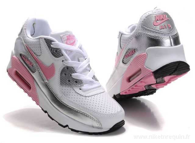 rose blanc et gris chaussures Nike Air Max 90 (1)